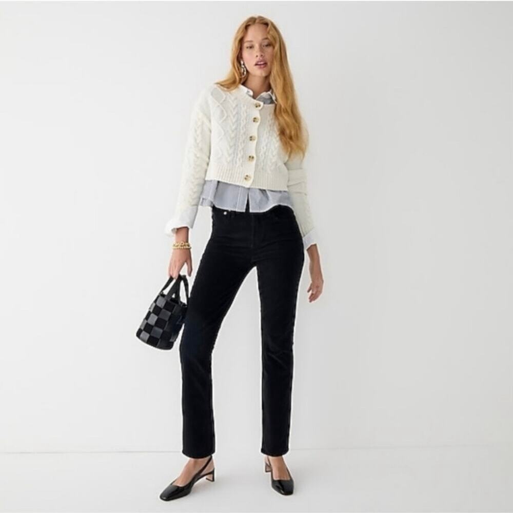 NWT J. Crew Vintage Straight Corduroy Black Pant‎ Garment Dyed Size 27 Girl Boss